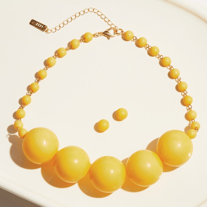 Color Ball Necklace & Earring Set, Yellow, large