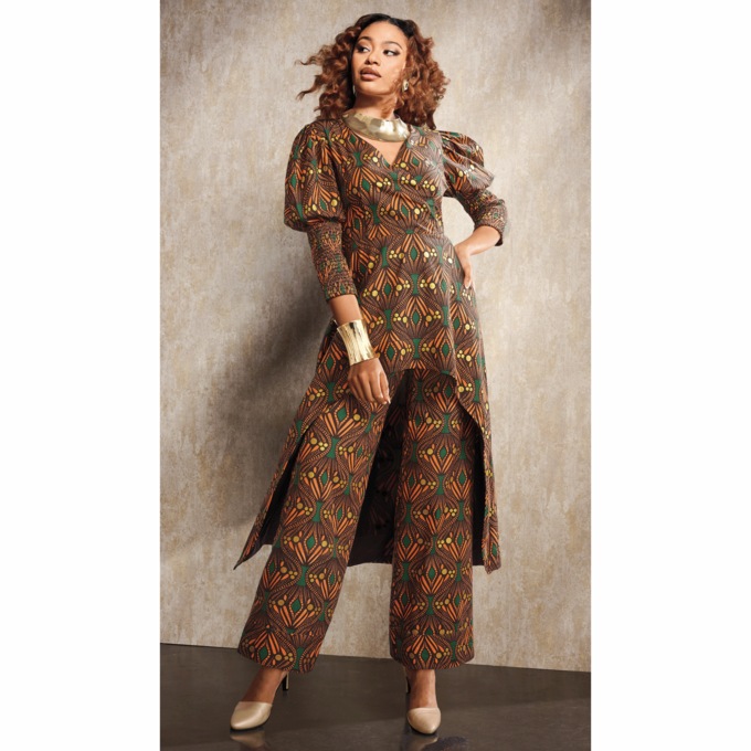 Corinda Pant Set, Chocolate Multi, large