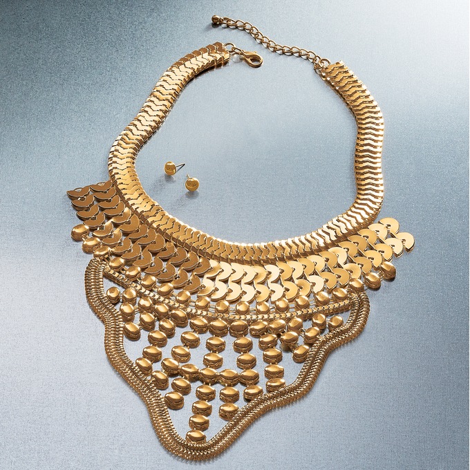 Metals Bib Necklace & Earring Set, , large