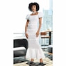 Ayesha Smocked Satin Maxi Dress, White, large