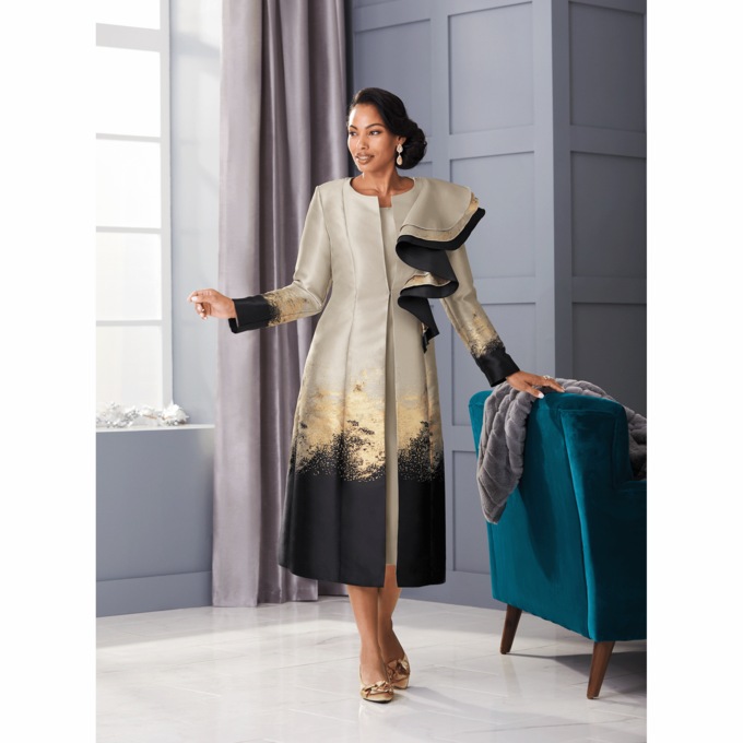Idalia Ruffle Jacket Dress, , large