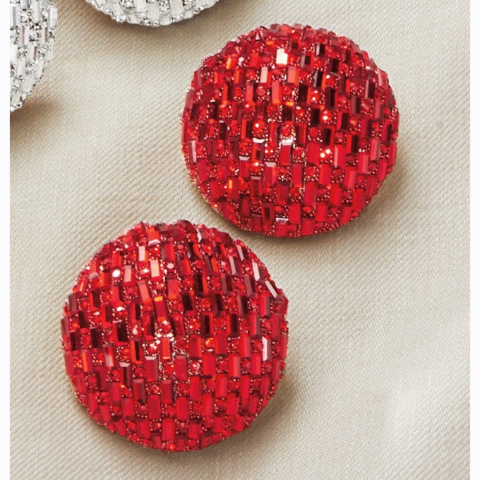 Pave Crystal Dome Earrings, , large