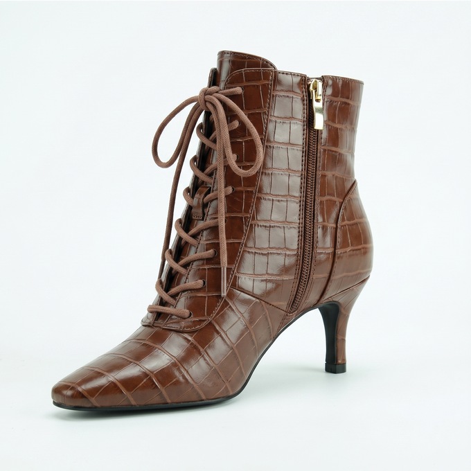 Croco Lace-Up Bootie, , large