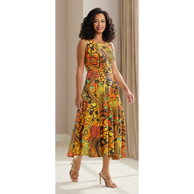 Emelie Dress, Burnt Orange Multi, large