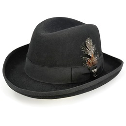 Stacy Adams Men's Harvey Homburg Hat with Feather Accent, , large