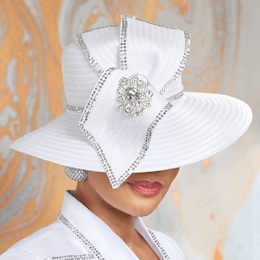 Noemie Hat with Rhinestones, Brooch and Bow, , large