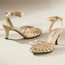 Classique Satin Rhinestone Cage Pump, , large