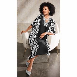 Daisha Short Caftan with V-Neckline and Colorblocking , , large