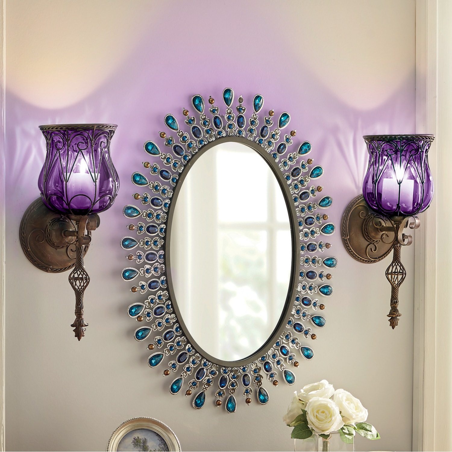 Purple sconces top