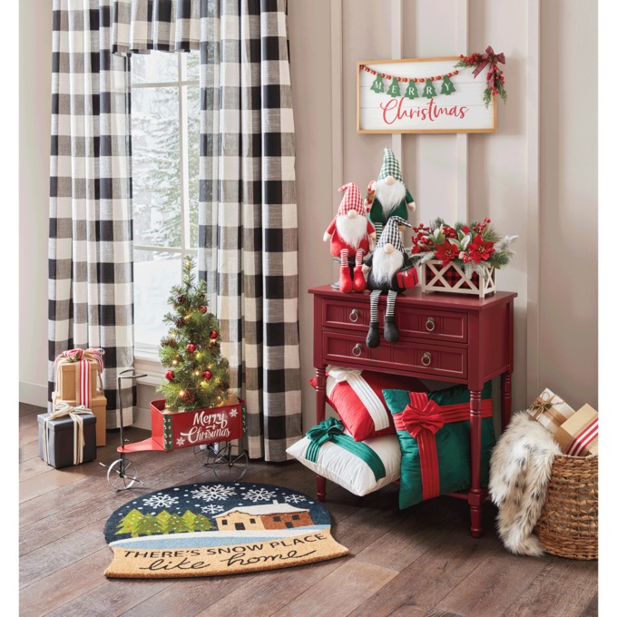 LED Snow Globe-Shaped Coir Indoor/Outdoor Mat , , large