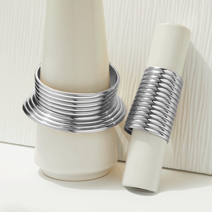 Pleather Collar, Silvertone, large