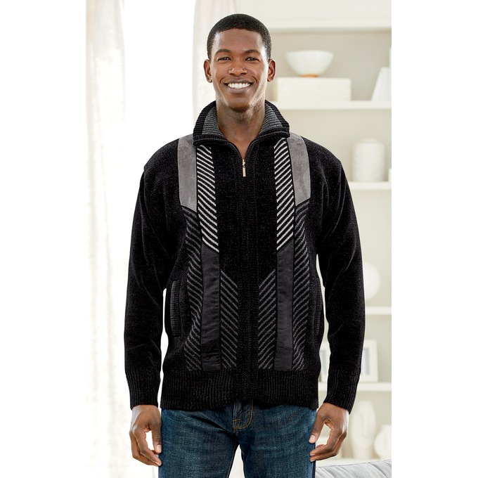 Men's Zip-Front Cardigan, , large