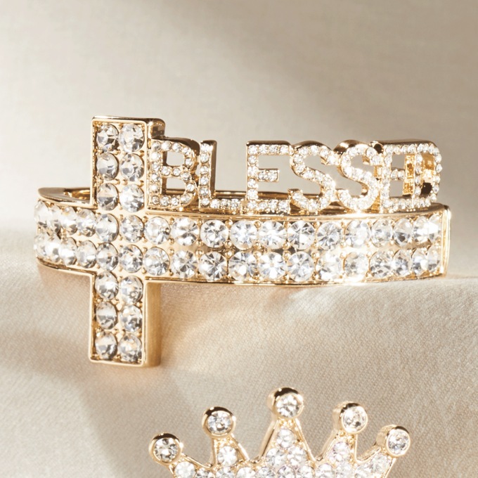 Crystal Word/Symbol Hinge Cuff, , large