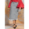 Hudson Houndstooth Midi Pencil Skirt with Feather Trim, , large