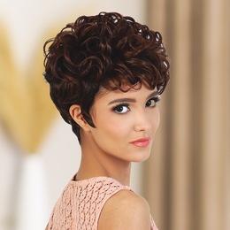 Motown Tress Trini Wig, Medium Dark Brown Copper Blonde, large