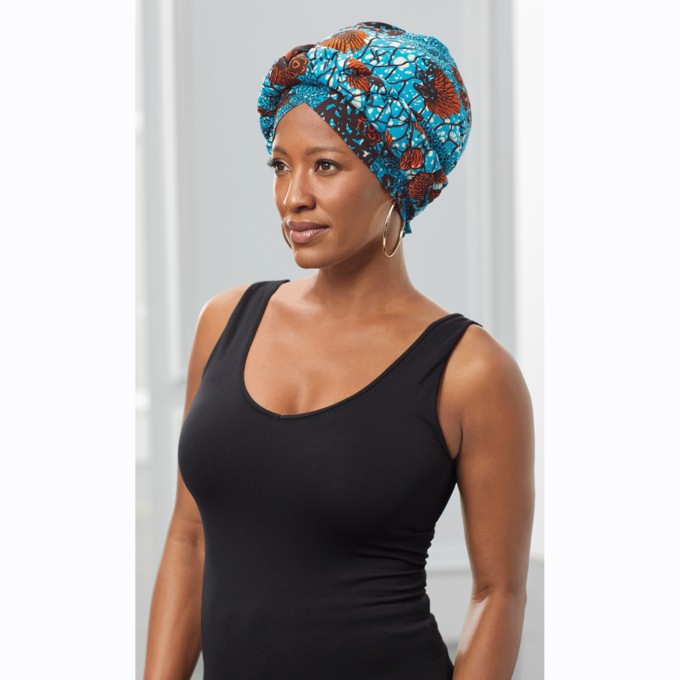 Whittall & Shon Braided Turban, Blue Orange, large