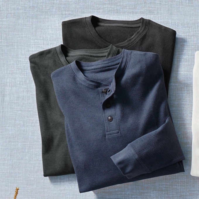 3-Pack Thermal Henleys, , large