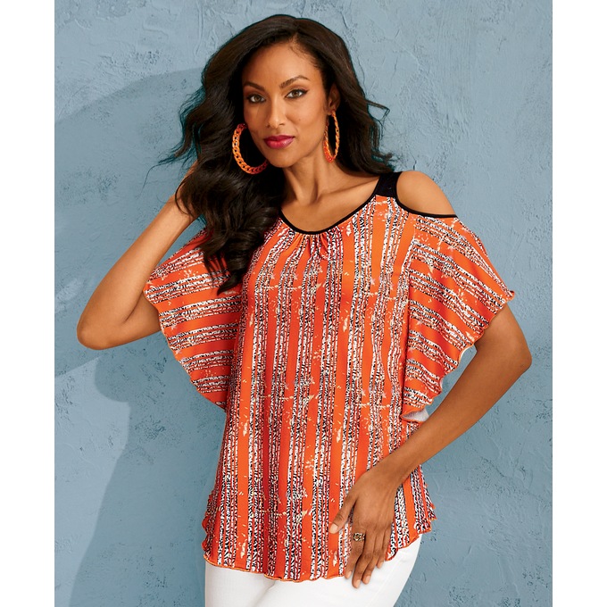 Flowy cold shoulder top on sale