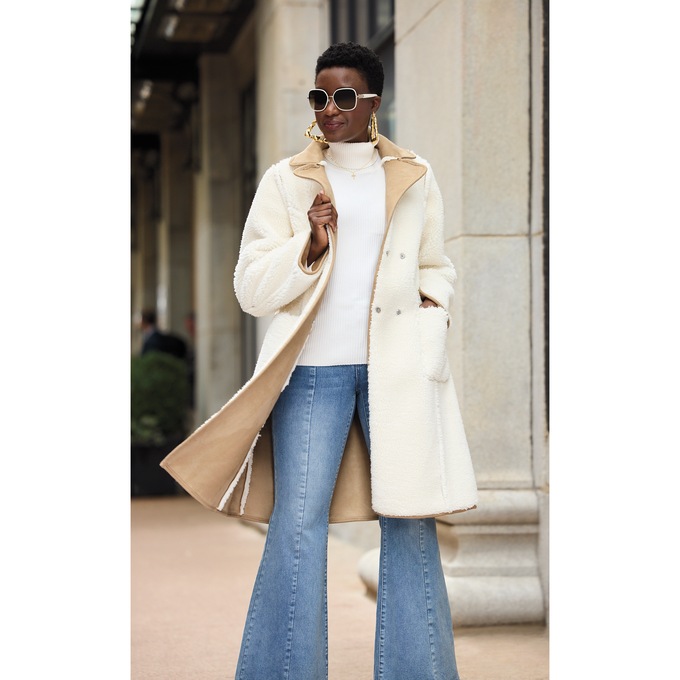 Riley Reversible Faux Fur Shearling Coat, , large