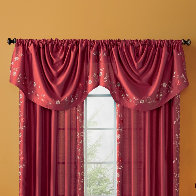 Embroidered Taffeta Draped Ascot, , large