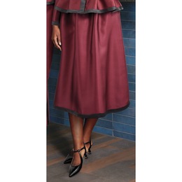 Adora Satin A-line Full Midi Skirt with Contrast Trim, , large