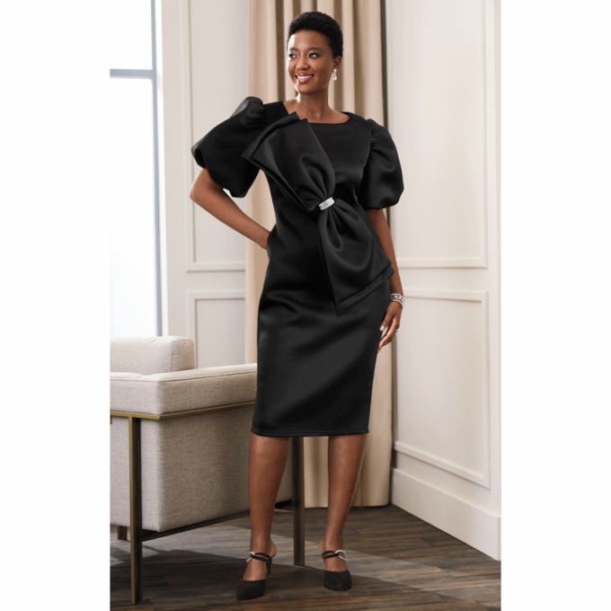 Perrine Bow Sheath Dress, , large
