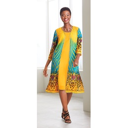 Tropical Animal Embellished Jacket Dress, , large