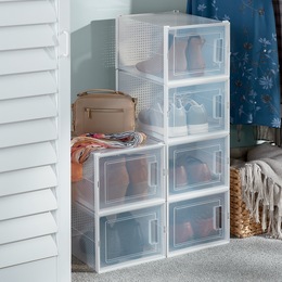Set of 6 Stackable Shoe Boxes with Doors, , large