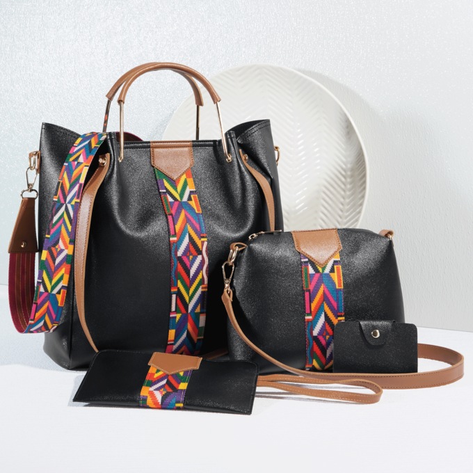 4 Piece Pattern Stripe Bag Set