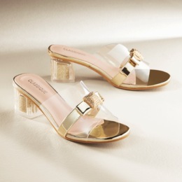 Classique Vinyl and Patent Bow Slide, , large