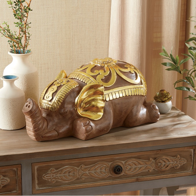 Snoozing Elephant Statue, , large