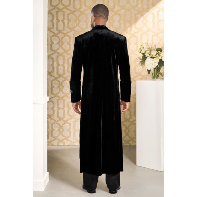 Men&rsquo;s Velour Church Robe with Rhinestone Cross Detail, , large