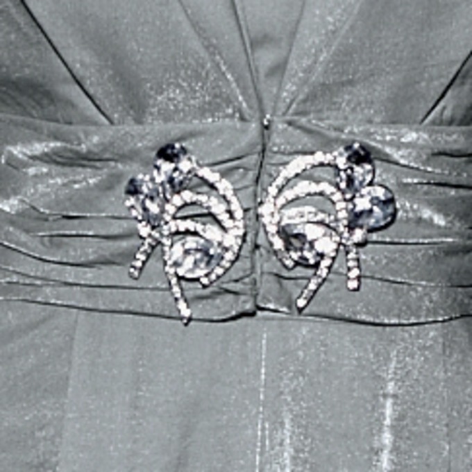 Elegant Fit-and-Flare Sparkling Jacket  Dress with 3/4 Sleeve, Silver, large