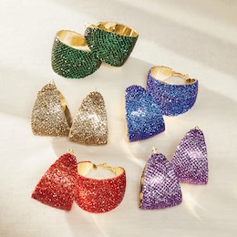 Crystal Color Pav&eacute; Wide Hoops, , large