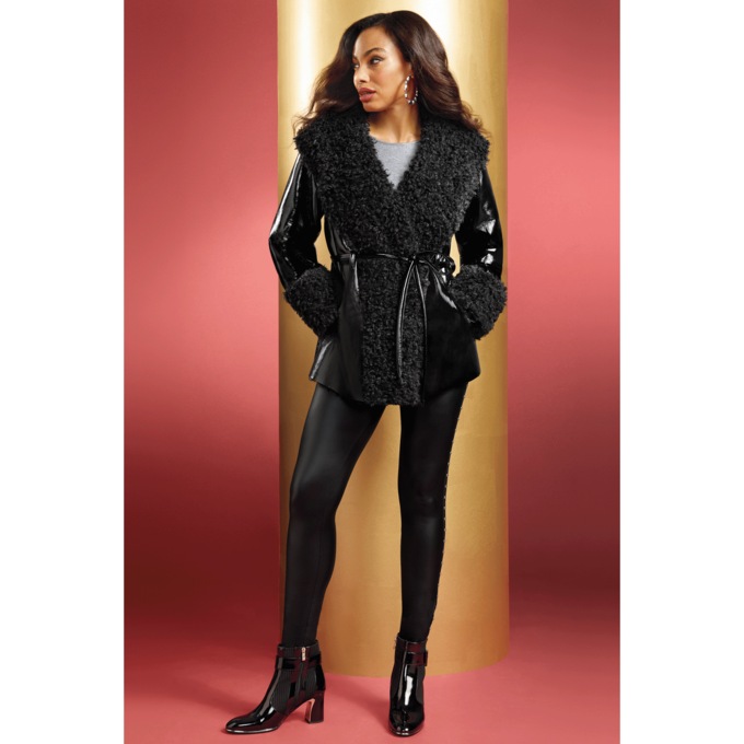 Bianca Faux Curly Shearling Jacket, , large