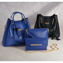 Cilia 3-Piece Faux-Leather Satchel, Crossbody &amp; Clutch Purse Set with Adjustable Strap for Women, , large