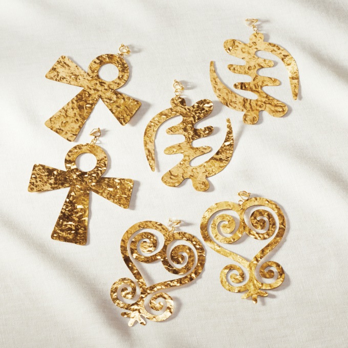 African Symbol Earrings, , large