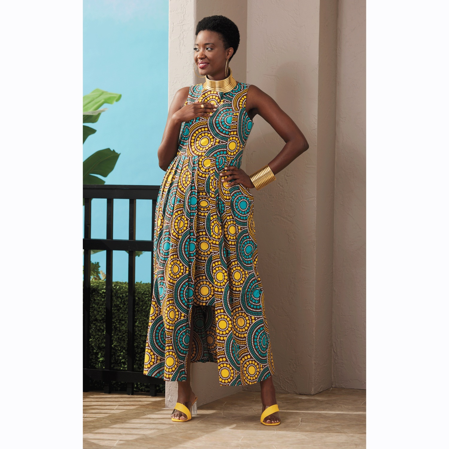 Ashro Laqueta Overlay Skirt Dress Size 16 Teal Yellow Multi