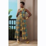 Laqueta Overlay Skirt Dress, Teal Yellow Multi, large
