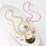 Long Necklace with Double Disc Pendant & Earrings, , large