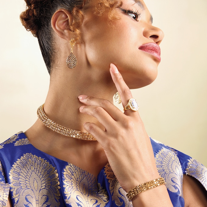 Chioma Elegant 2-Piece Metallic Jacquard Women's Skirt Set, Cobalt, large