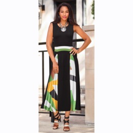 Printed Godets Sweater Maxi Dress, , large