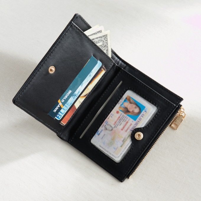 Colorblock Wallet, White Black, large