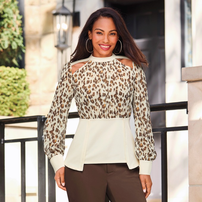 Octavia Peplum Blouse, , large