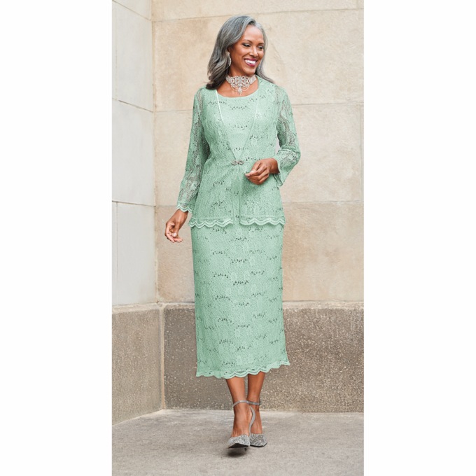 Ashro Sherilyn Jacket Dress Size 20W Mist Green Plus