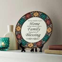 Home Family Blessing Decorative Plate With Stand, , large