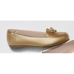 Andiamo Square-Toe Bow Flat, Gold, large