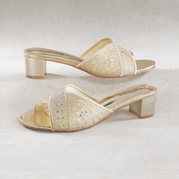 Classique Mesh Studded Slide with Glitter and Rhinestones, , large