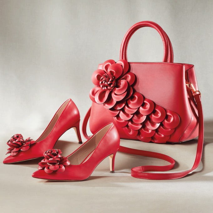 3D Flower Pump and Sweep Floral Satchel, , large