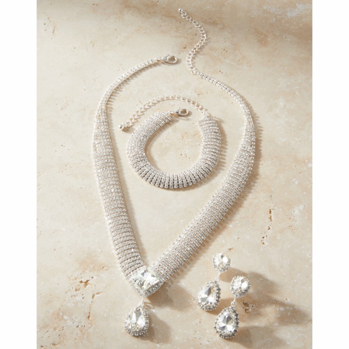 Crystal Necklace, Bracelet & Earrings Set, , large